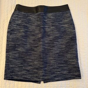 Ann Taylor Blue, Black and White Tweed Pencil Skirt for Work